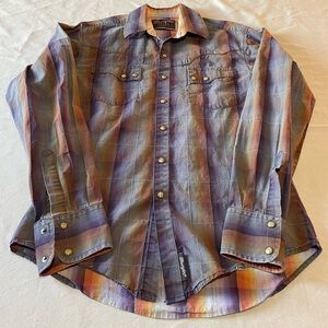 Wrangler Retro Multicolor Plaid Men’s Small Long Sleeved Snap Down Shirt